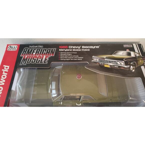 Auto World 1966 Chevy Biscayne Maryland State Police 1:18 Scale NIB - Picture 4 of 6